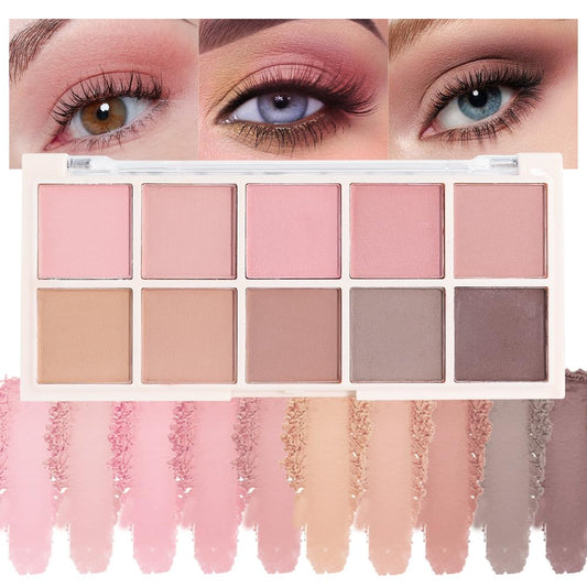 Ten Color Pink Brown Series Matte Eyeshadow Makeup Palette, High-Pigment Eye Shadow, Smooth & Blendable, Everyday Velvety Matte Finish Eye Makeup Looks Box, Vegan & Cruelty-Free, 0.35 Oz 04#-Velvo Beauty