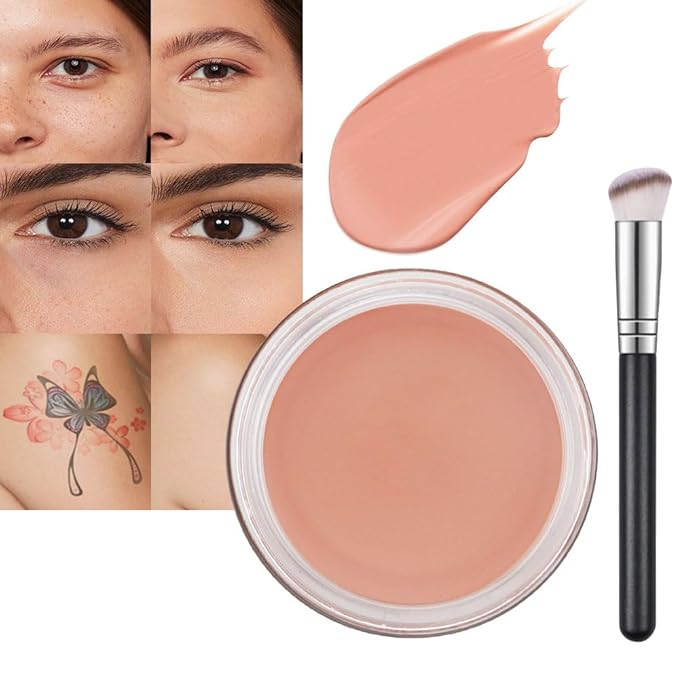 Pot Concealer with Makeup Brush Set,Tattoo Color Correcting Concealer,Full Face Color Correcting Conceal Foundation,Under Eye Concealer Brightener Dark Eye Ring corrector de ojeras (05-MEDIUM HONEY)-Velvo Beauty