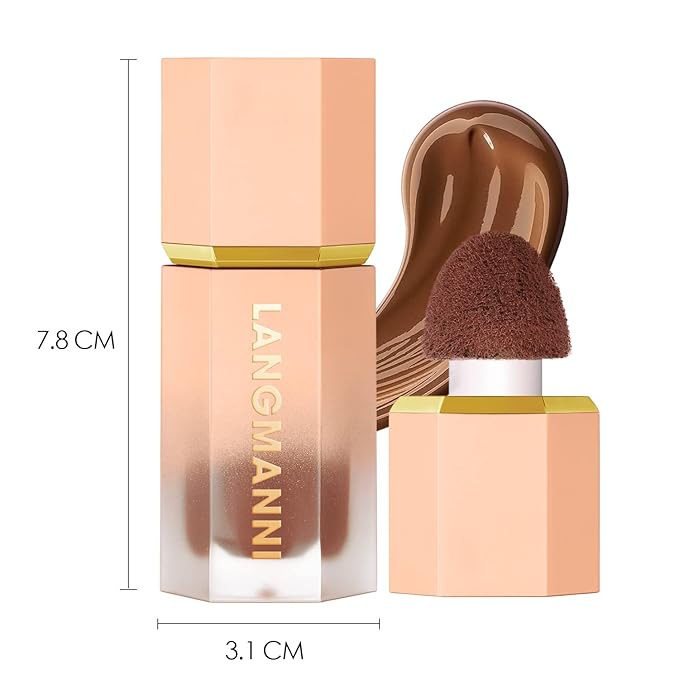 URQT Highly Pigmented Liquid Contour - Built-in Sponge Tip Sculpted Complexion Wand Contour Long Lasting Natural Weightless Buildable Highlighters Contour Contouring Bronzer (#103 CAMEL SUEDE)-Velvo Beauty