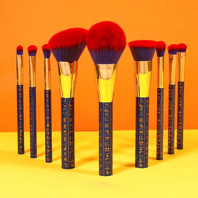 Docolor Makeup Brushes 19Pcs Makeup Brush Set Premium Gift Synthetic Powder Kabuki Foundation Contour Blush Concealer Eye Shadow Blending Liner Make Up Brush Kit, Ancient Egyptian Series-Velvo Beauty