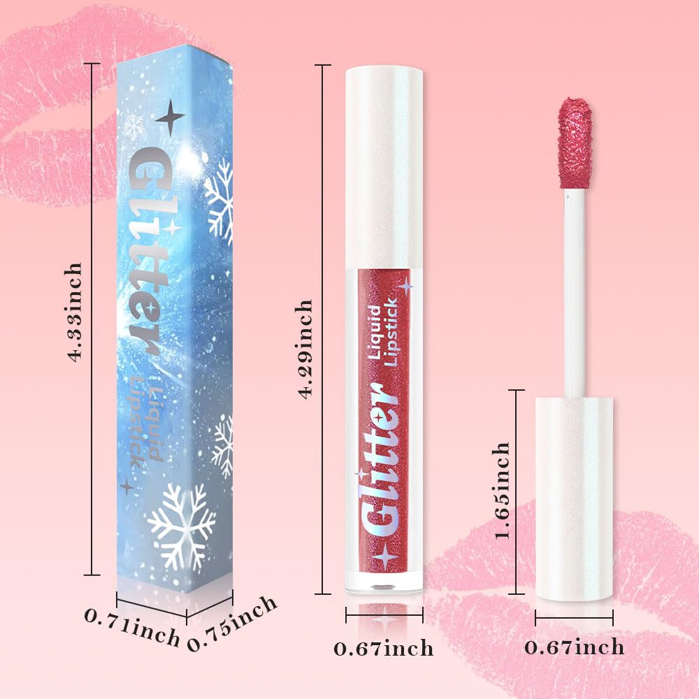 Dark Pink Metallic Lipstick for Women,Lightweight Glitter Sparkling Liquid Lipsticks,Shimmer Lip Gloss Stain Long Lasting Waterproof Smudge Proof Non-Drying 24 Hour Full Coverage Lip Makeup,Vegan-Velvo Beauty