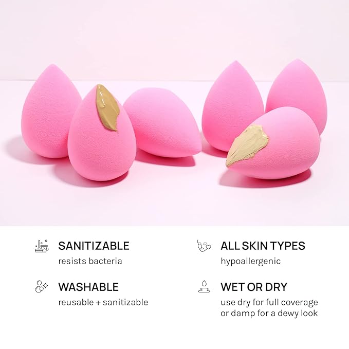 AOA Studio Collection makeup Sponge Set Latex Free and High-definition Set of 6 makeup Wonder blender For Powder Cream and Liquid, Super Soft Wonder Beauty Cosmetic-Velvo Beauty