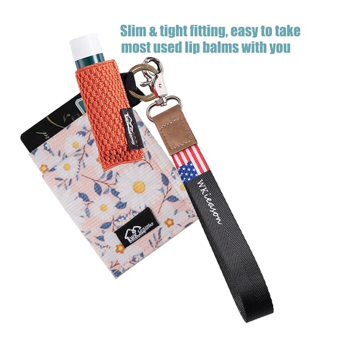 WK IEASON Lip Balm Sleeves Holder Keychain 3pcs Clip on Chapstick Lipstick Sleeves Keychain Holder Pouch Tight-Knit Elastic Lipstick Sleeves Key Ring(Black/Jade/Orange)-Velvo Beauty