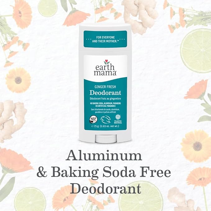 Earth Mama Ginger Fresh Deodorant | Safe for Sensitive Skin, Pregnancy and Breastfeeding, Contains Organic Ginger and Lime, No Baking Soda or Aluminum, 2.65-Ounce-Velvo Beauty
