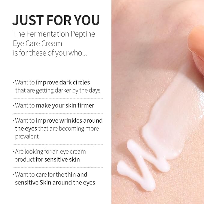 Fermentation Peptine Eye Care Cream (Tube 20ml), Improve Dark Circles, Anti-Aging, Contains 8Types of Peptide, Wrinkles, Daily Wrinkle Eye Cream-Velvo Beauty