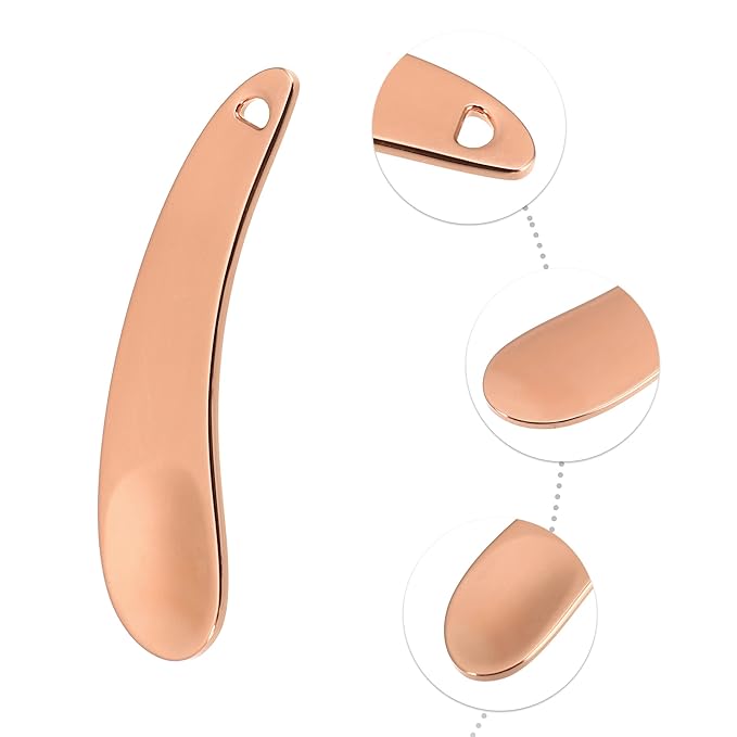 VOCOSTE 4 Pcs Makeup Spatula Mini Spoon, Eye Cream Massage Sticks Beauty Scoop, for Facial Cosmetic Face Cream, Moon Shape 2.13"x0.51", Rose Gold Tone-Velvo Beauty