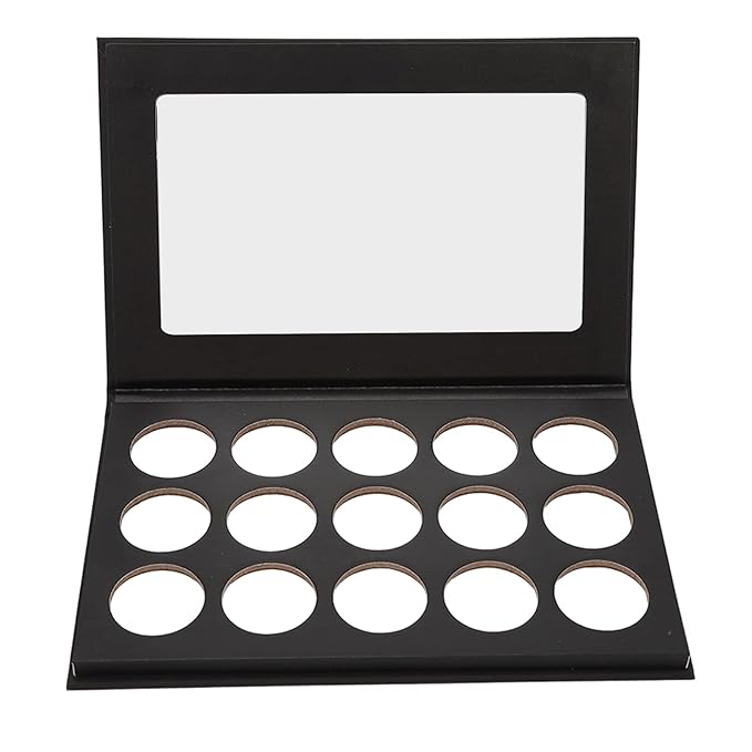 DIY Empty Eyeshadow Palette, Empty Makeup Palette, Black 15 Compartment Empty Makeup Palette for Blush Bronzer Powder-Velvo Beauty