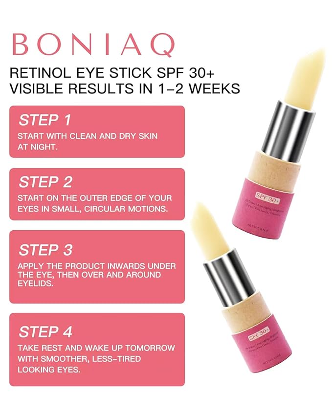 Retinol Eye Stick, Eye Brightener Balm, SPF 30+ Retinol Eye Cream With Hyaluronic Acid, For Dark Circle and Puffiness, Visible Results in 1-2 Weeks, Anti Aging Under Eye Cream for Wrinkles and Bags Reduces Fine Lines, 0.1oz-Velvo Beauty
