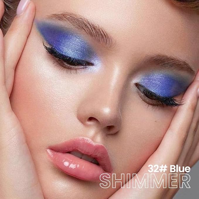 evpct Blue Shimmer Cream Eye Shadow Brightener Sticks Set for Eyes, Blue Shimmery Pencil Eye shadow Applicator Stick Pen Palette Makeup Waterproof sombras en crema para ojos 32#-Velvo Beauty