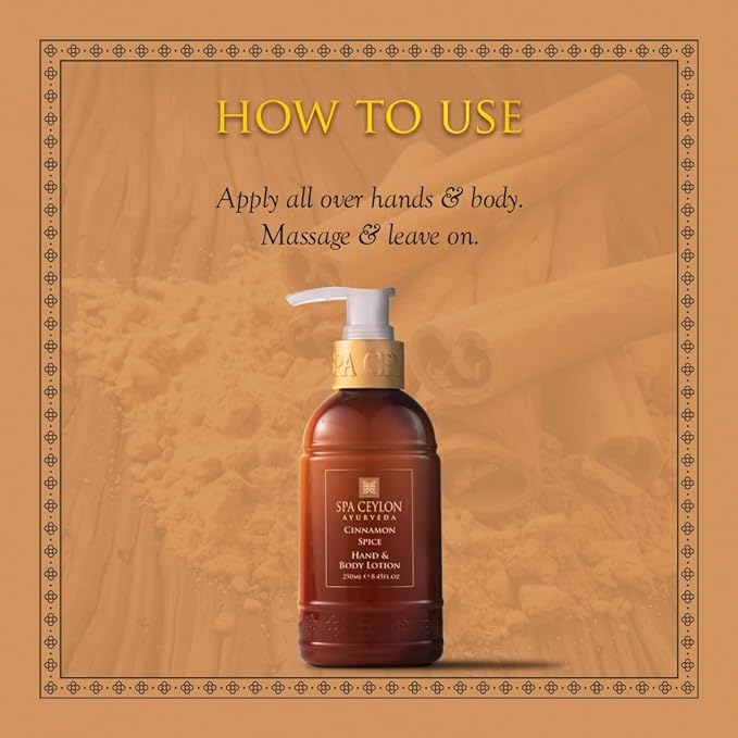 SPA CEYLON Cinnamon Spice Hand & Body Lotion | Daily Moisturizer for All Skin Types | Dry Skin Relief Body Cream | 250ml-Velvo Beauty