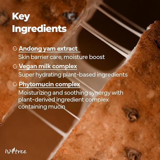IsNtree Yam Root Vegan Milk Cleanser 220ml, 7.43 fl.oz | Korean Facial Cleanser for Sensitive Skin | Rich & Creamy Texture | Hydrating & Mild | Vegan & Cruelty-Free Skincare-Velvo Beauty