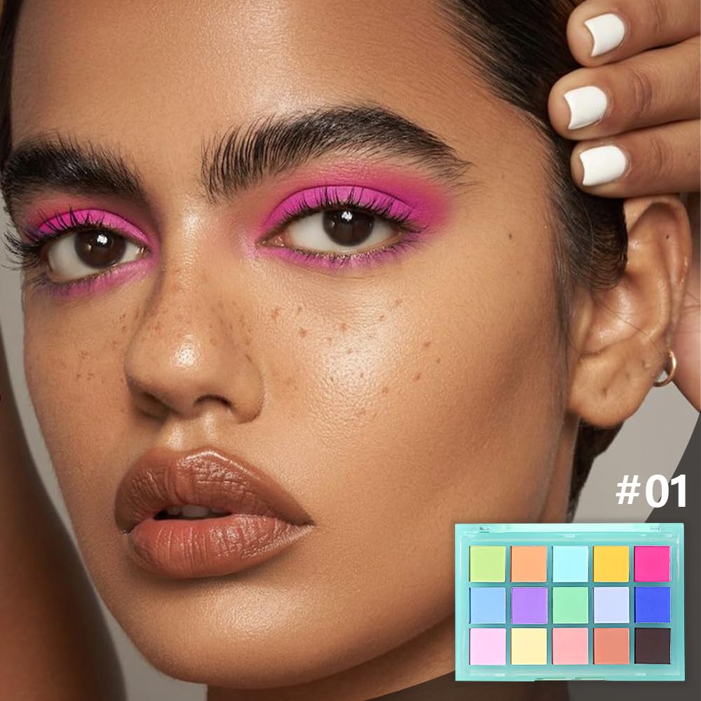 Eye Shadow Makeup Palette,15 Colors Bright Colorful Neon Rainbow Green Purple Yellow Neutral Eyeshadow Palette,Long Lasting Waterproof Travel Size Makeup Pallete,Vegan,Cruelty -free-Velvo Beauty