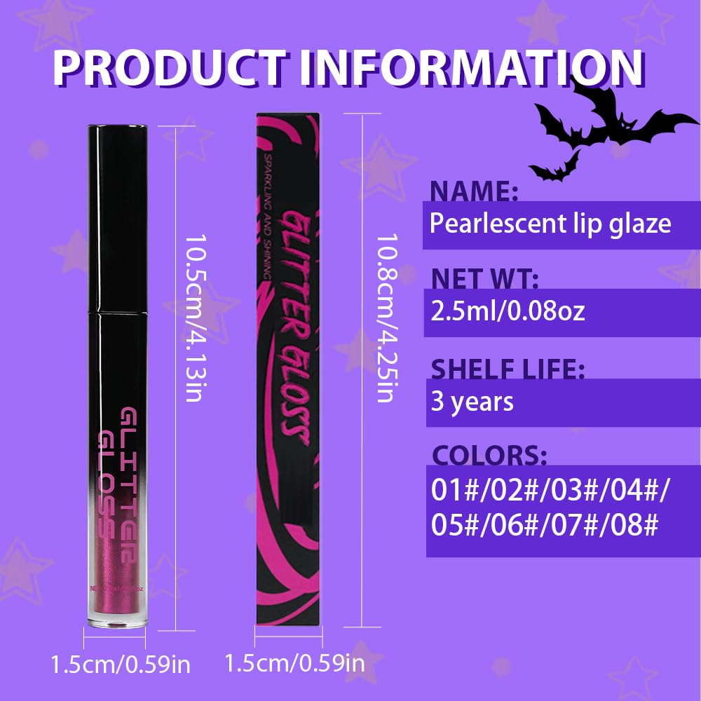 Dark Purple Metallic Lipstick for Women,Glitter Sparkling Liquid Lipstick,Long Lasting Waterproof Lightweight Comfortable Non-Drying Bold Dark Lip Gloss for Gothic Stage Makeup,Vegan-Velvo Beauty