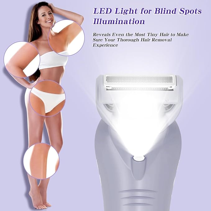 Hatteker Women's Electric Shaver Bikini Trimmer Hair Trimmer for Women LED Display Electric Razor for Legs Bikini Underarm Public Hairs Led Display IPX7 Waterproof Gift for Women (Purple)-Velvo Beauty