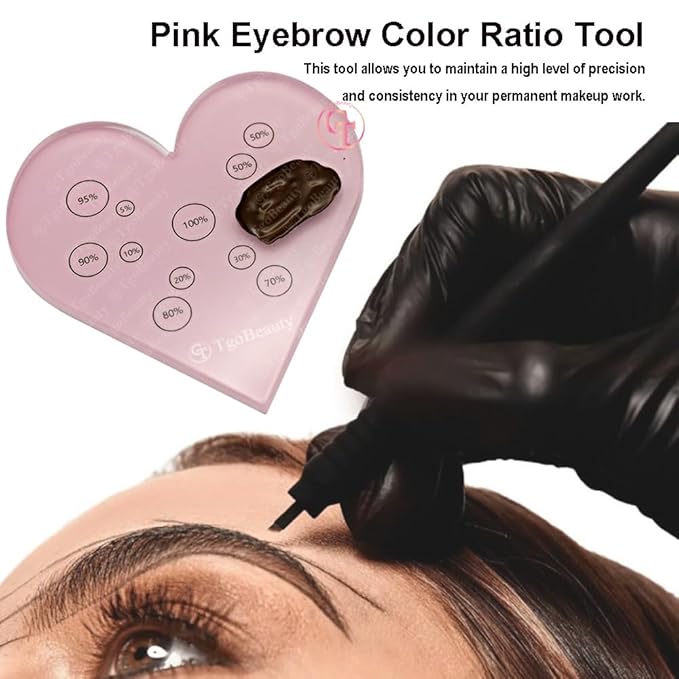 TgoBeauty Acrylic Mix Heart Palette Permanent Makeup Ink Color Ratio Tool Heart Pink Cosmetic Makeup Palette for Eyebrow Lip Nail Art Makeup (Pink)-Velvo Beauty