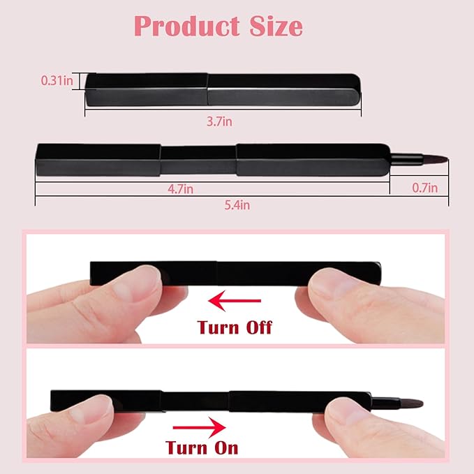 Lip Applicator Brush - 3 Pack Exquisite Professional Dustproof Retractable Lip Brush - Makeup Lipstick Lip Gloss Applicators (Black, Silver and Jewelry Red)-Velvo Beauty