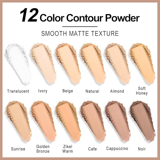 Professional Light Medium Brown Contour Highlight Palette,Multiple Full Coverage Makeup Palet for Correcting, Easy Blending, Long-lasting formula, Sculpt & Highlighting,Matte and Shimmer Finish-12A-Velvo Beauty