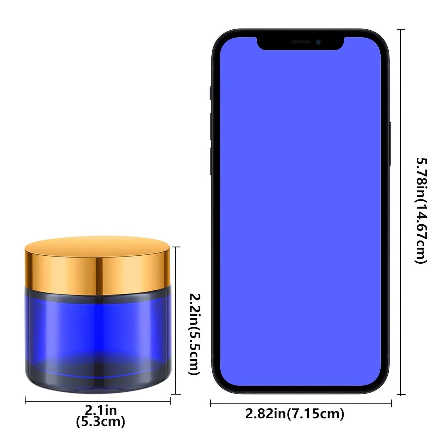 Lil Ray 2 Oz Glass Cream Jars with Gold Lid, Empty Cobalt Blue Glass Containers, Refillable Cosmetic Vials for Lotion, Ointment (12 PCS)-Velvo Beauty