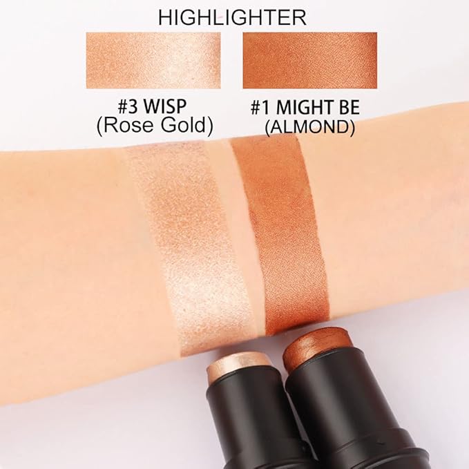 evpct 2Pcs Cream Contour Foundation Stick for Neutral Skin, Highlighter & Bronzer Pen Face Brightens & Shades Pencil Highlighting Shade Longwear Makeup Highlight Bronzer Shaping Trimming Stick, 01&03-Velvo Beauty