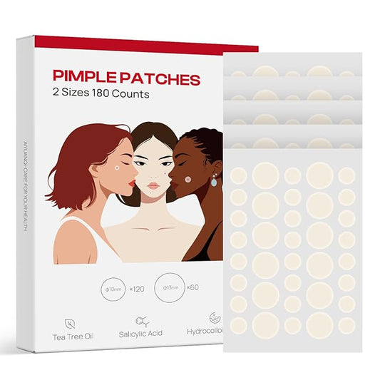 Large Pimple Patches For Face, Invisible Hydrocolloid Acne Patches, Salicylic Acid & Tea Tree, 2 Sizes 180 Counts Spot Stickers for Covering Zits and Blemishes-Velvo Beauty