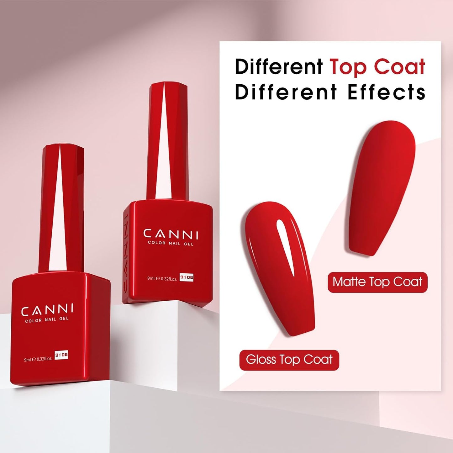 CANNI Gel Nail Polish Red Colors, 1Pcs Red Gel Polish High Gloss Soak Off UV Nail French Nail Manicure Salon DIY-Velvo Beauty