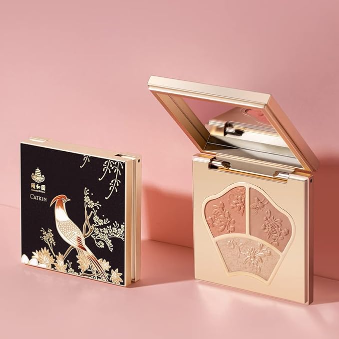 CATKIN Powder Blush Pink Nude Eyeshadow Palette Cheek Highlighter Makeup Palette (C02 Orange)-Velvo Beauty