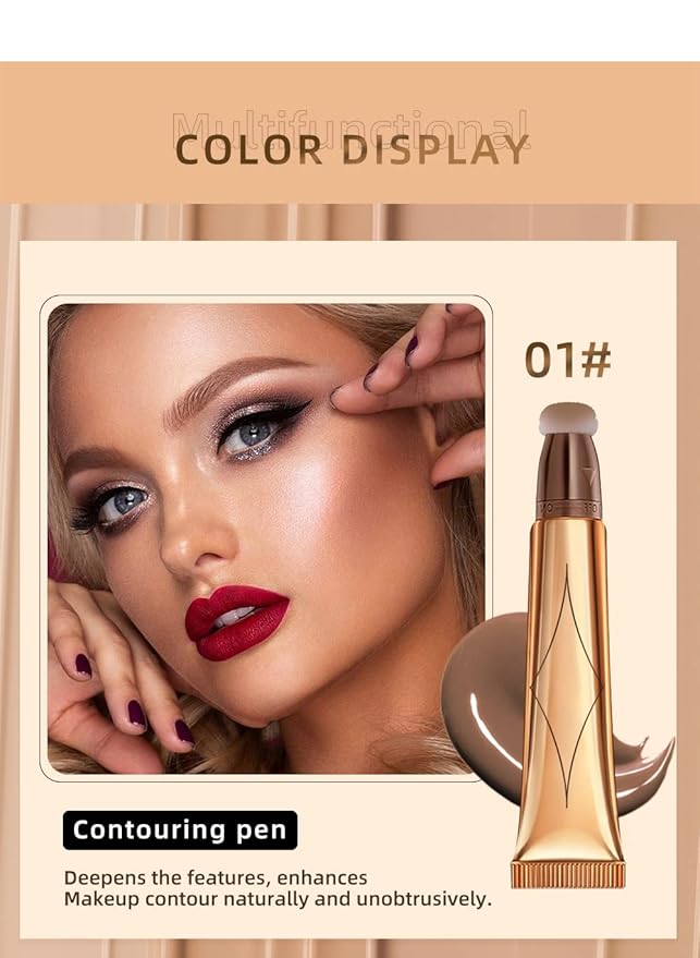 3 Color Contour Beauty Wand, Highlighter ,Blush,Face Concealer Contouring with Cushion Applicator Long Lasting & Smooth Matte Finish Liquid Illuminator Makeup Stick .(01#Contour +03#Blush+06#Highlighter)-Velvo Beauty