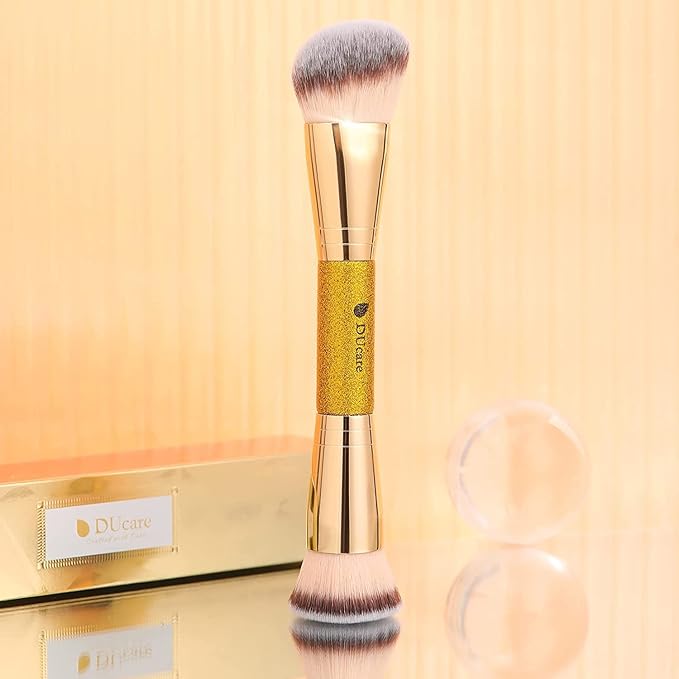 DUcare Foundation Brush Contour Bronzer Makeup Brush Double Ended Self Tanner Brush Sculpting Brush for Blending Liquid Powder Concealer Cream Cosmetics Blush Buffe-Velvo Beauty