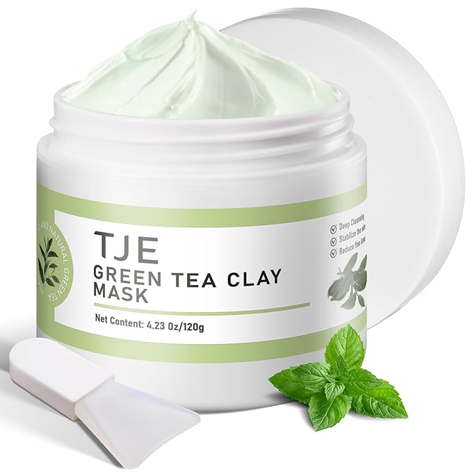 TJE Green Tea Clay Mask, Green Tea Cleanse Face Mask, Deep Pore Cleansing Mask, Moisturizing & Purifying, Remove Blackheads & Acne for All Skin Types-Velvo Beauty