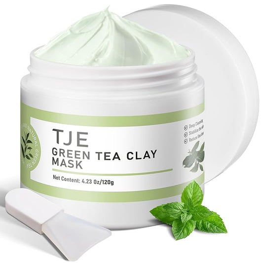 TJE Green Tea Clay Mask, Green Tea Cleanse Face Mask, Deep Pore Cleansing Mask, Moisturizing & Purifying, Remove Blackheads & Acne for All Skin Types-Velvo Beauty