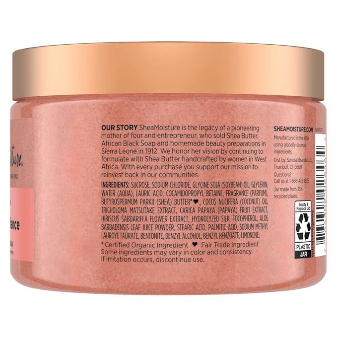 SheaMoisture Shea Sugar Body Scrub For Glowing Radiance Coconut Hibiscus Glowing Radiance Body Scrub With 24h Shea Moisture Nutrients 12 oz-Velvo Beauty