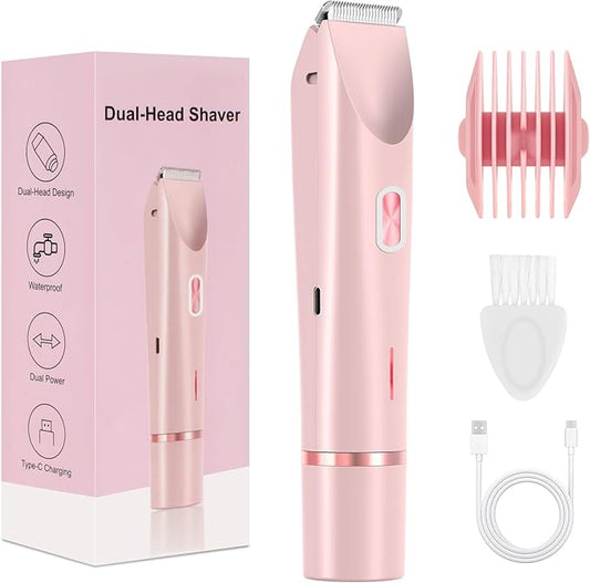 2025 New Bikini Trimmer for Women,Dermave Bikini Shaver,2-in-1 Electric Razors for Women(Pink)-Velvo Beauty