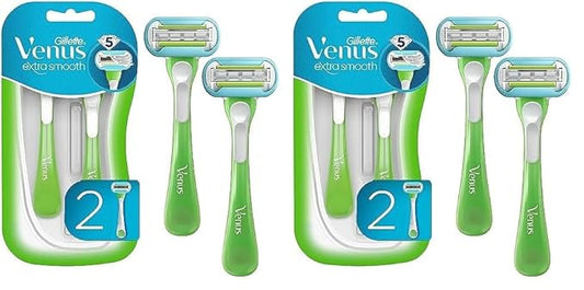 Gillette Venus Extra Smooth Green Disposable Women's Razors - 2 Count (Pack of 2)-Velvo Beauty