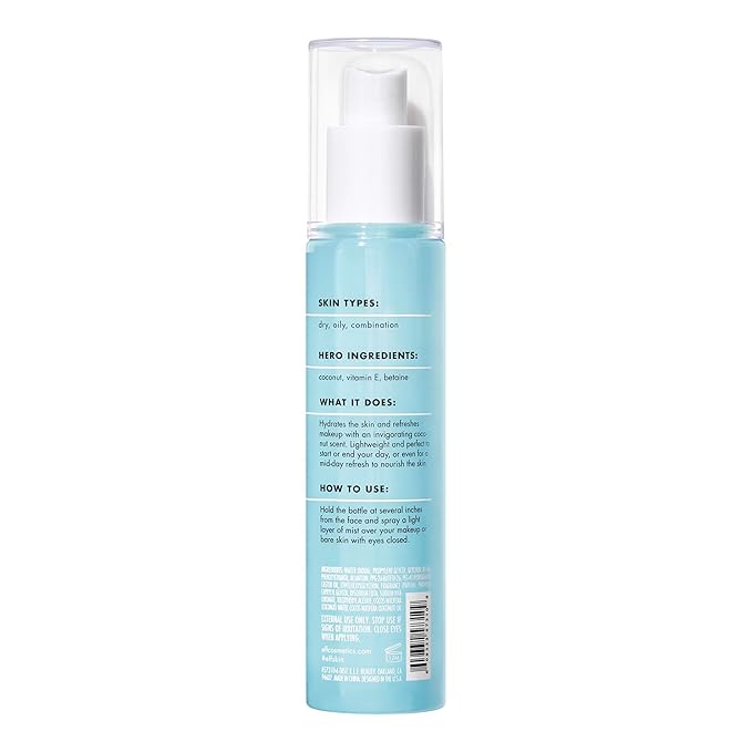 e.l.f. SKIN Holy Hydration! Hydrating Coconut Mist, Refreshes, Soothes & Invigorates Skin, Tropical Scent, 2.7 Fl Oz (Pack of 1)-Velvo Beauty