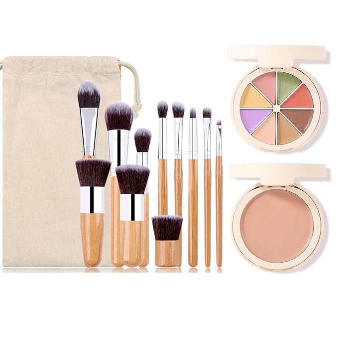 Professional Makeup Cream Contour Palette, Joyeee 8 Colours Concearler Full Coverage & Makeup Brush Set Contour Concearler Palette Contouring Face Make Up Gift for Women Girls-Velvo Beauty