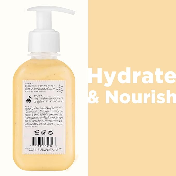 Moisturizing Hand Cream for Dry, Cracked Hands, Nails and Cuticles - 8.5 fl. oz. - Anti-Aging Skin Moisturizer with Vitamin E, Shea Butter, and Ceramides-Velvo Beauty