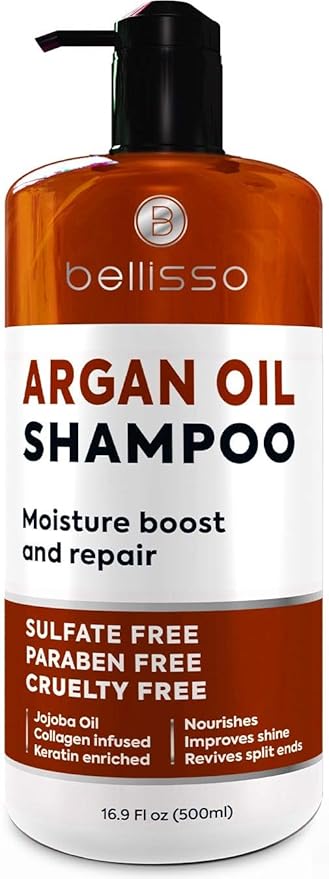Argan Oil Shampoo - Sulfate Free with No Parabens - Moroccan Botanicals for Women and Men - Professional Moisturizing, Anti Frizz, Hydrating Solution for Dry, Wavy, Curly and Color Treated Hair-Velvo Beauty
