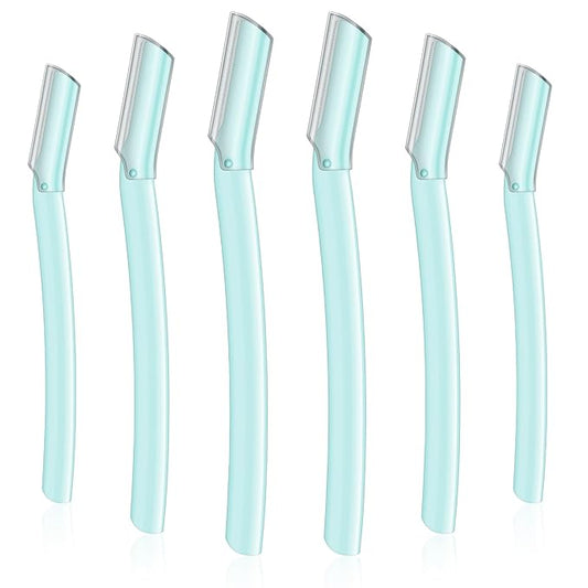 Lasnten 6Pcs Dermaplane Razor Eyebrow Facial Razor for Women Men Single Blade Multipurpose Eyebrow Trimmer Skin Hair Removal Shaver Face Razor Dermaplaning Exfoliating Tool Include Blade Cover(Blue)-Velvo Beauty
