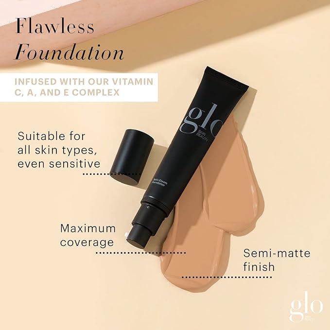 Glo Skin Beauty Satin Cream Foundation Makeup for Face, Beige Medium - Full Coverage, Semi Matte Finish, Conceal Blemishes & Even Skin Tone-Velvo Beauty