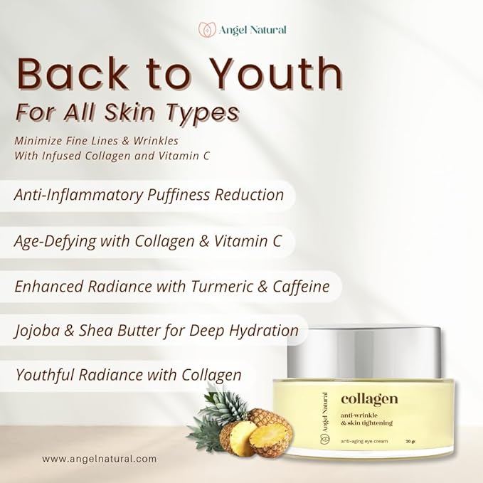 Anti-Aging Eye Cream with 5% Collagen and 5% Vitamin C, Reduce Dark Circles & Puffiness, Fine Lines and Wrinkles, Caffeine, Korean Skin Care, 0.7 Fl Oz-Velvo Beauty