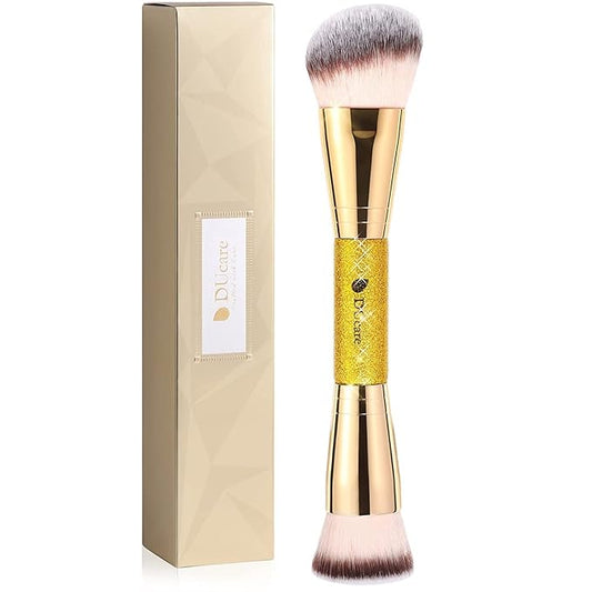DUcare Foundation Brush Contour Bronzer Makeup Brush Double Ended Self Tanner Brush Sculpting Brush for Blending Liquid Powder Concealer Cream Cosmetics Blush Buffe-Velvo Beauty