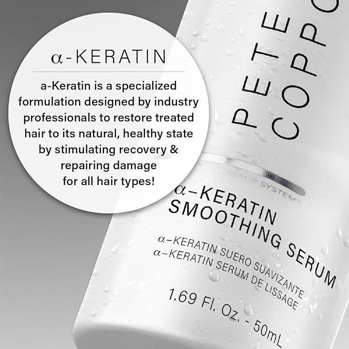 Peter Coppola a-Keratin Smoothing Serum - Lightweight Serum Adds Shine & Moisture To Frizzy And Damaged Hair - Hair Repair Serum With Argan Oil Conditions & Hydrates Frizz & Split Ends 1.69 oz-Velvo Beauty