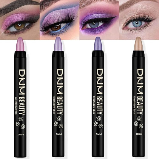 evpct 4Pcs Cream Eyeshadow Pencil Bulk Stick Set for Eyes Waterproof Pink Light Purple Violet Mocha Beige Shimmer Metallic Eyeshadow Crayon Stick sombras en crema para ojos-Velvo Beauty