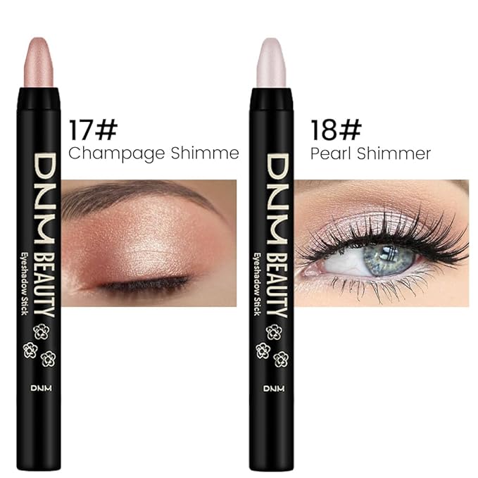 evpct 2Pcs Cream Eyeshadow Brightener Sticks Set for Eyes Waterproof, Champagne Shimmer & Pearl Shimmer Matte Metallic Eye shadow Stick Pencil Pen Bulk sombras en crema para ojos 17 +18-Velvo Beauty