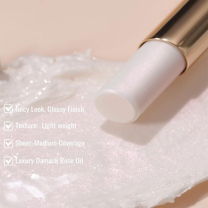 Oulac Moisturizing Shine Lipstick - Giltter Tinted Lip Balm Hydrating, Lip Plumper, Glossy Finish, Sheer Coverage with Pearlescent, Smooth for All Skin, Cracked and Chapped Lips, 2.2g/0.07oz (S03)-Velvo Beauty