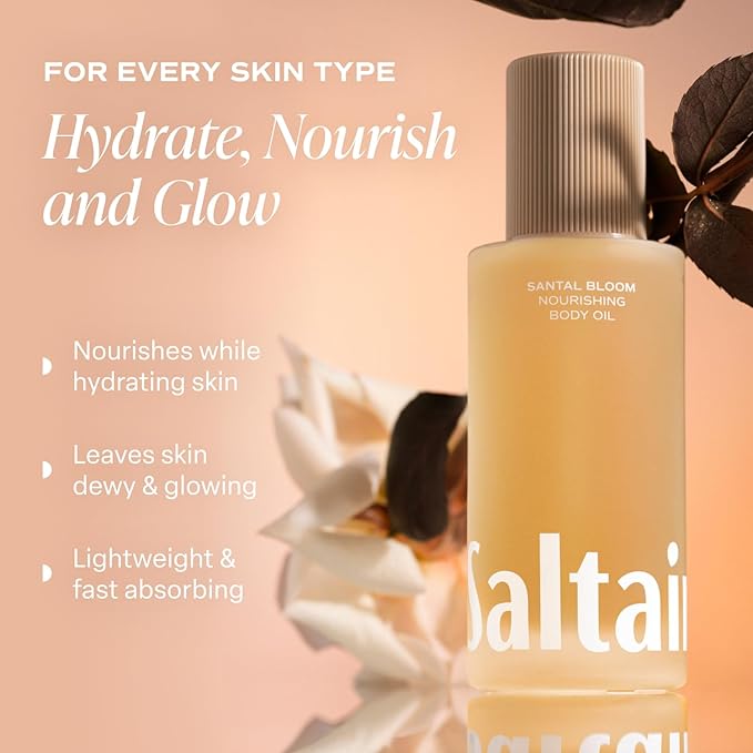 Saltair Body Oil. Luxurious Santal Bloom After Shower and Bath Oil Moisturizer for Women and Men. Botanical, Non-Greasy, and Well-Absorbing Lotion for Hydrating Dry Skin. 4oz Pump Bottle-Velvo Beauty