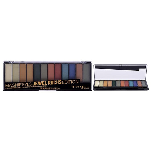 Rimmel London Magnif'Eyes Eyeshadow Palette, 12 Shades, Blendable Formula, Versatile, 009, Jewel Rocks, 0.5oz-Velvo Beauty