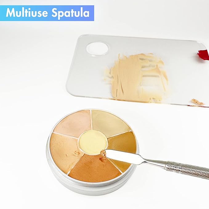 Stainless Steel Foundation Spatula with Makeup Mixing Palette, Foundation Makeup Tray Acrylic Makeup Palette Cosmetic Nail Art Color Mixing Tool Make Up Spatula, Pack of 4-Velvo Beauty