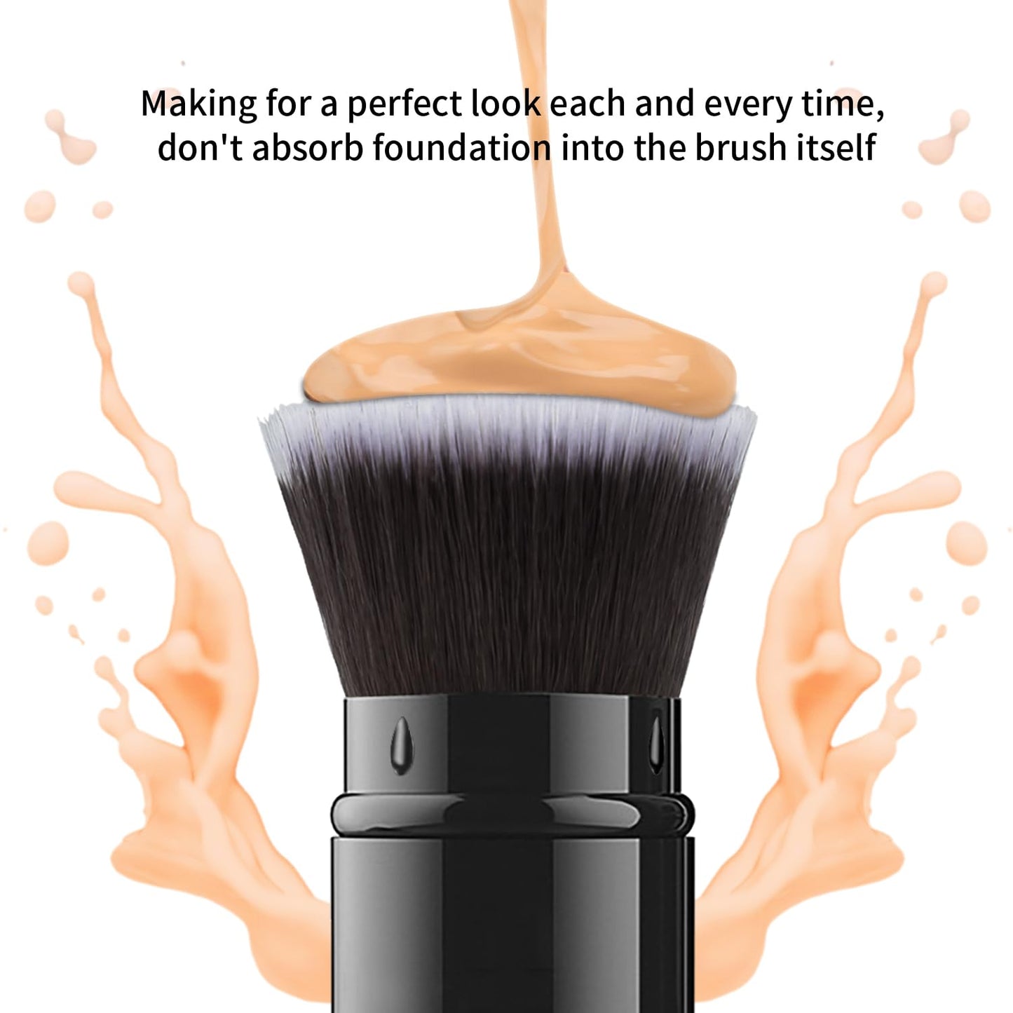 Falliny Makeup Brushes, Retractable Travel Kabuki Powder Foundation Brush, Portable Face Liquid Foundation Sunscreen Brush with Cover for Blending Liquid, Bronzer,Cream or Flawless Powder Cosmetics-Velvo Beauty