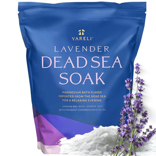 Magnesium Flakes, 5lb Lavender, Dead Sea Bath and Foot Soak, Alternative to Epsom Salt with Over 250,000mg of Magnesium Chloride Per Bag-Velvo Beauty